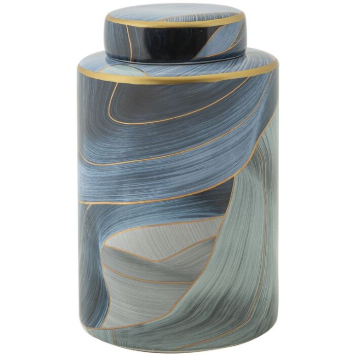 Mauro Ferretti Vaas Elegant Ø 15x24 cm blauw goud met deksel