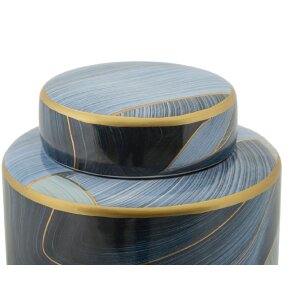 Mauro Ferretti Vaas Elegant Ø 15x24 cm blauw goud met deksel