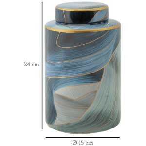Mauro Ferretti Vaas Elegant Ø 15x24 cm blauw goud met deksel