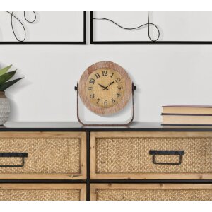 Mauro Ferretti tafelklok rond 23,5x7x24 cm bruin