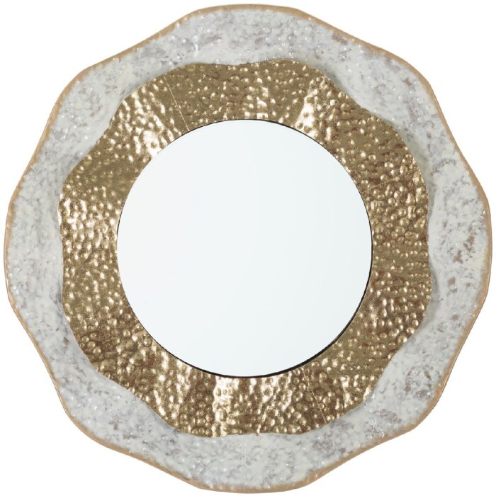 Mauro Ferretti wandspiegel Shai Light Ø 54,5x4,5 cm goud crème