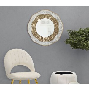 Mauro Ferretti wandspiegel Shai Light Ø 54,5x4,5 cm goud crème