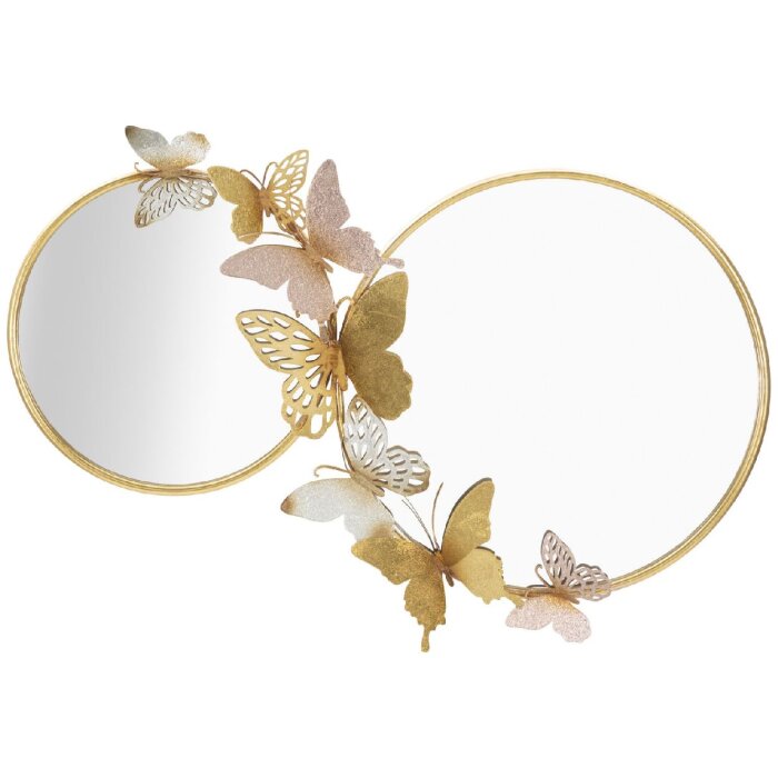 Mauro Ferretti wandspiegel Double Farfalle Rosa 81x3x52,5 cm goud roze