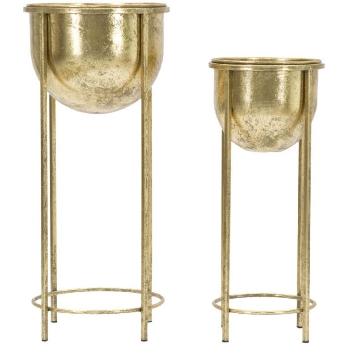 Mauro Ferretti bloemenstandaard set van 2 Ø 27x62 en 21,5x52 cm goud