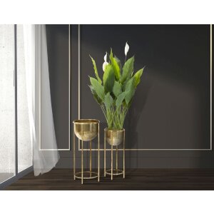 Mauro Ferretti bloemenstandaard set van 2 Ø 27x62 en 21,5x52 cm goud