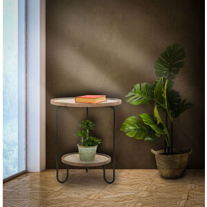 Mauro Ferretti bijzettafel Arex Ø 48x54,5 cm zwart bruin