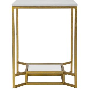 Mauro Ferretti bijzettafel Double Marble 47x47x60 cm goud wit