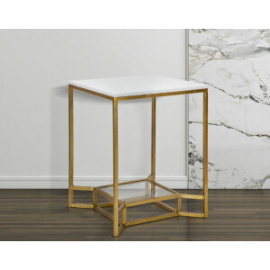 Mauro Ferretti bijzettafel Double Marble 47x47x60 cm goud wit