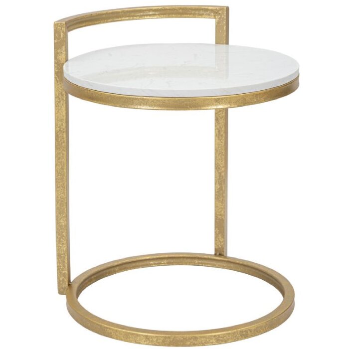 Mauro Ferretti bijzettafel marmer rond 40x43x50 cm goud wit
