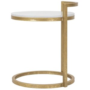 Mauro Ferretti bijzettafel marmer rond 40x43x50 cm goud wit