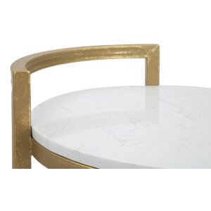 Mauro Ferretti bijzettafel marmer rond 40x43x50 cm goud wit