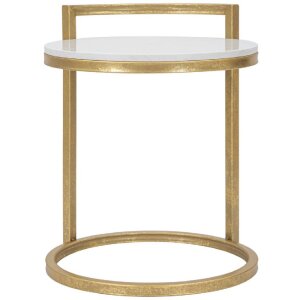 Mauro Ferretti bijzettafel marmer rond 40x43x50 cm goud wit