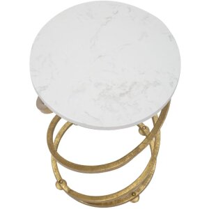 Mauro Ferretti bijzettafel spiraal marmer Ø 27,5x47,5 cm goud wit
