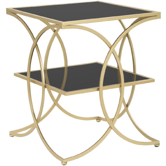 Mauro Ferretti bijzettafel dubbel 45x45x55 cm goud zwart
