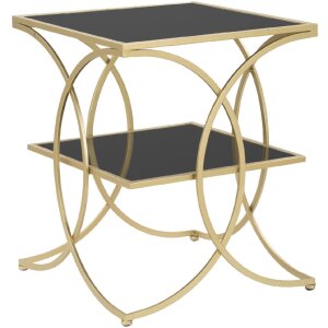 Mauro Ferretti bijzettafel dubbel 45x45x55 cm goud zwart