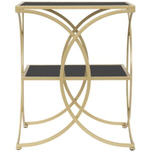 Mauro Ferretti bijzettafel dubbel 45x45x55 cm goud zwart
