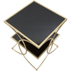 Mauro Ferretti bijzettafel dubbel 45x45x55 cm goud zwart