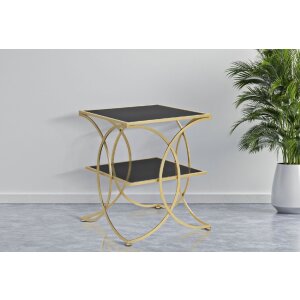 Mauro Ferretti bijzettafel dubbel 45x45x55 cm goud zwart