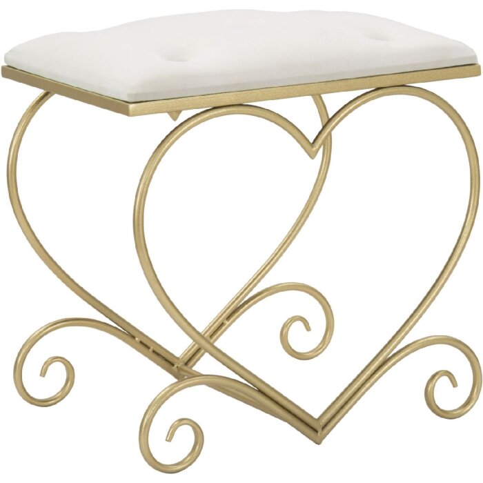 Mauro Ferretti kruk hart 50x37,5x51,5 cm goud crème