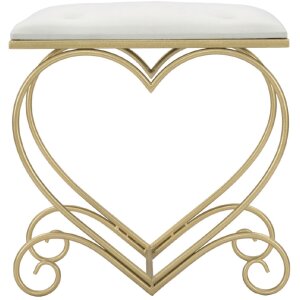 Mauro Ferretti kruk hart 50x37,5x51,5 cm goud crème