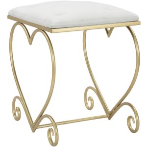 Mauro Ferretti kruk hart 50x37,5x51,5 cm goud crème