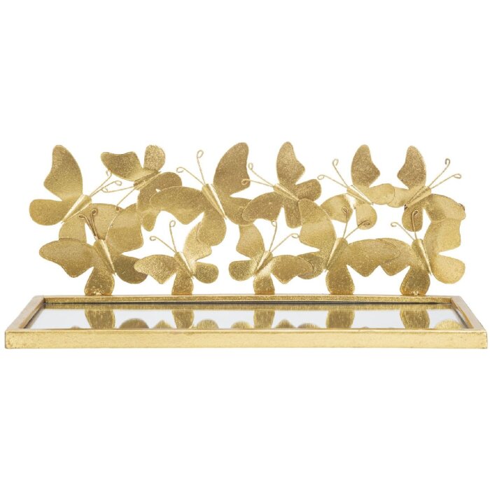Mauro Ferretti wandplank vlinders set van 2 43x19,2x16,5 cm goud