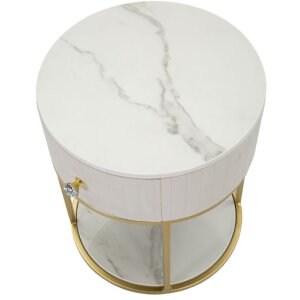 Mauro Ferretti nachtkastje Montpellier Ø 42x48 cm goud crème wit