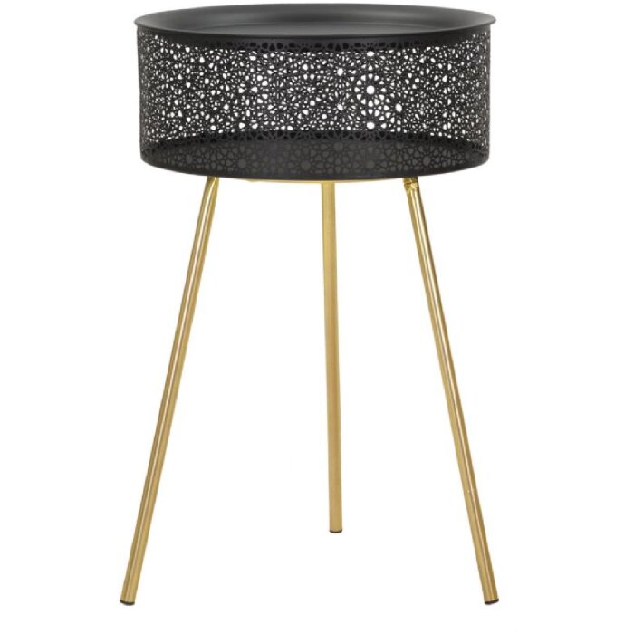 Mauro Ferretti bijzettafel Blacky Ø 40x65 cm zwartgoud