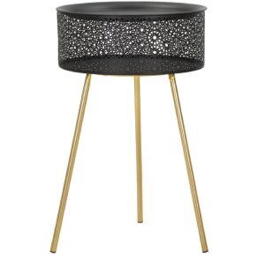 Mauro Ferretti bijzettafel Blacky Ø 40x65 cm zwartgoud