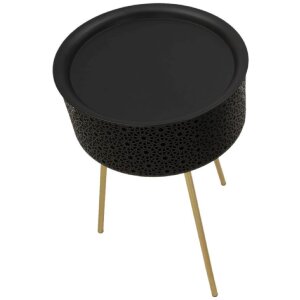 Mauro Ferretti bijzettafel Blacky Ø 40x65 cm zwartgoud