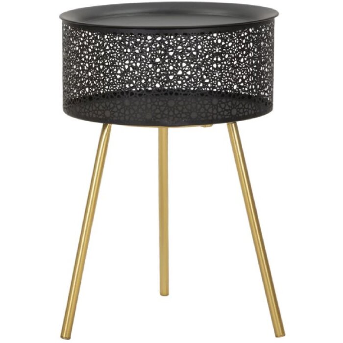 Mauro Ferretti bijzettafel Blacky Ø 35x50 cm zwartgoud