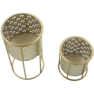 Mauro Ferretti Golvy bloemenstandaard set van 2 Ø 21x40 en 19x22 cm goud