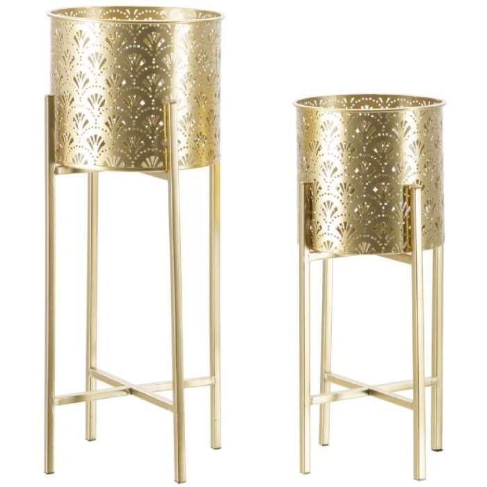 Mauro Ferretti Golvy bloemenstandaard set van 2 Ø 21x52 en 19x42 cm goud