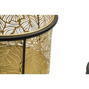 Mauro Ferretti Leavy bloemenstandaard set van 2 Ø 21x40 en 19x22 cm goud zwart