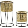 Mauro Ferretti Leavy bloemenstandaard set van 2 Ø 21x40 en 19x22 cm goud zwart