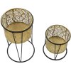 Mauro Ferretti Leavy bloemenstandaard set van 2 Ø 21x40 en 19x22 cm goud zwart