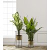 Mauro Ferretti Leavy bloemenstandaard set van 2 Ø 21x40 en 19x22 cm goud zwart