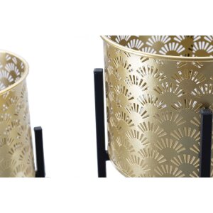 Mauro Ferretti Glissy bloemenstandaard set van 2 Ø 21x38 en 19x28 cm goud zwart