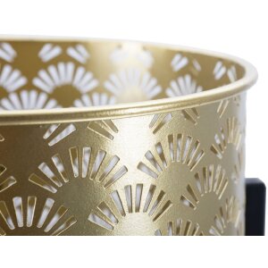 Mauro Ferretti Glissy bloemenstandaard set van 2 Ø 21x38 en 19x28 cm goud zwart