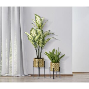 Mauro Ferretti Glissy bloemenstandaard set van 2 Ø 21x38 en 19x28 cm goud zwart
