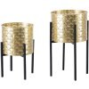 Mauro Ferretti Glissy bloemenstandaard set van 2 Ø 21x38 en 19x28 cm goud zwart