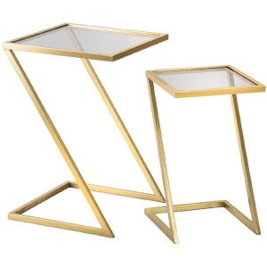 Mauro Ferretti bijzettafels Z set van 2 40x40x60 en 30x30x50 cm goud