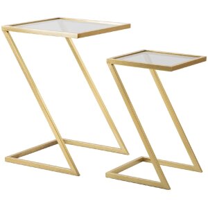 Mauro Ferretti bijzettafels Z set van 2 40x40x60 en 30x30x50 cm goud