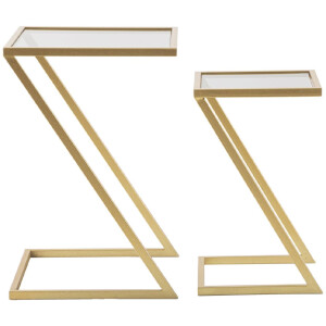 Mauro Ferretti bijzettafels Z set van 2 40x40x60 en 30x30x50 cm goud