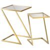 Mauro Ferretti bijzettafels Z set van 2 40x40x60 en 30x30x50 cm goud