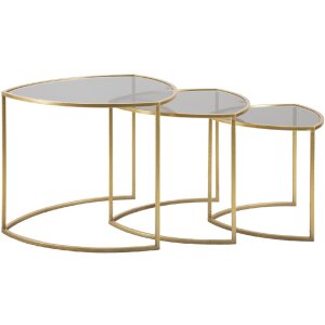 Mauro Ferretti bijzettafel Triangle set van 3 Ø 60x50-50x45-40x40 cm goud