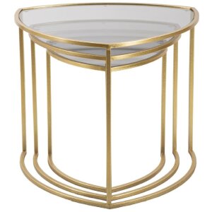 Mauro Ferretti bijzettafel Triangle set van 3 Ø 60x50-50x45-40x40 cm goud