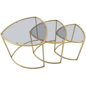 Mauro Ferretti bijzettafel Triangle set van 3 Ø 60x50-50x45-40x40 cm goud