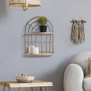Mauro Ferretti wandplank Dubbele plank boog 34,5x18x45,5 cm bruin