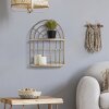 Mauro Ferretti wandplank Dubbele plank boog 34,5x18x45,5 cm bruin